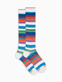 Calze lunghe donna cotone righe multicolor bianco - Gallo 1927 - Official Online Shop