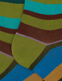 Calze lunghe donna cotone righe multicolor verde - Gallo 1927 - Official Online Shop
