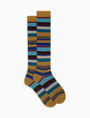 Calze lunghe donna cotone righe multicolor giallo - Gallo 1927 - Official Online Shop
