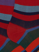 Calze lunghe donna cotone righe multicolor rosso - Gallo 1927 - Official Online Shop