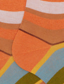 Calze lunghe donna cotone righe multicolor arancio - Gallo 1927 - Official Online Shop