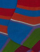 Calze corte donna cotone righe multicolor azzurro - Gallo 1927 - Official Online Shop