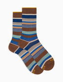 Calze corte donna cotone righe multicolor marrone - Gallo 1927 - Official Online Shop