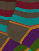 Calze corte donna cotone righe multicolor marrone - Gallo 1927 - Official Online Shop
