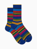 Calze corte donna cotone righe multicolor blu - Gallo 1927 - Official Online Shop