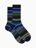 Calze corte donna cotone righe multicolor blu - Gallo 1927 - Official Online Shop