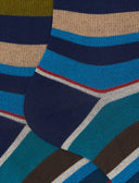 Calze corte donna cotone righe multicolor blu - Gallo 1927 - Official Online Shop