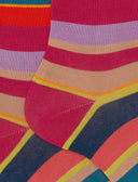 Calze corte donna cotone righe multicolor fucsia - Gallo 1927 - Official Online Shop