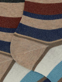 Calze corte donna cotone righe multicolor beige - Gallo 1927 - Official Online Shop