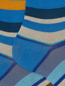 Calze corte donna cotone righe multicolor azzurro - Gallo 1927 - Official Online Shop