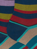 Calze corte donna cotone righe multicolor blu - Gallo 1927 - Official Online Shop
