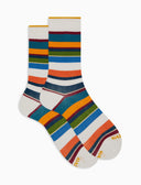 Calze corte donna cotone righe multicolor bianco - Gallo 1927 - Official Online Shop