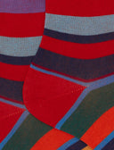 Calze corte donna cotone righe multicolor rosso - Gallo 1927 - Official Online Shop