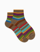 Calze cortissime donna cotone righe multicolor marrone - Gallo 1927 - Official Online Shop