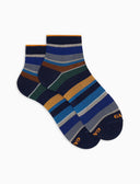 Calze cortissime donna cotone righe multicolor blu - Gallo 1927 - Official Online Shop