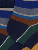 Calze cortissime donna cotone righe multicolor blu - Gallo 1927 - Official Online Shop