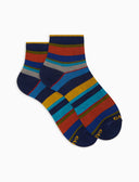 Calze cortissime donna cotone righe multicolor blu - Gallo 1927 - Official Online Shop