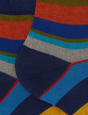 Calze cortissime donna cotone righe multicolor blu - Gallo 1927 - Official Online Shop