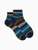 Calze cortissime donna cotone righe multicolor blu - Gallo 1927 - Official Online Shop