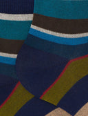 Calze cortissime donna cotone righe multicolor blu - Gallo 1927 - Official Online Shop
