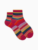 Calze cortissime donna cotone righe multicolor fucsia - Gallo 1927 - Official Online Shop