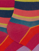 Calze cortissime donna cotone righe multicolor fucsia - Gallo 1927 - Official Online Shop
