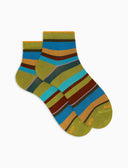 Calze cortissime donna cotone righe multicolor verde - Gallo 1927 - Official Online Shop