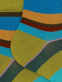 Calze cortissime donna cotone righe multicolor verde - Gallo 1927 - Official Online Shop