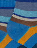Calze cortissime donna cotone righe multicolor azzurro - Gallo 1927 - Official Online Shop