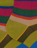 Calze cortissime donna cotone righe multicolor verde - Gallo 1927 - Official Online Shop