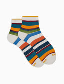 Calze cortissime donna cotone righe multicolor bianco - Gallo 1927 - Official Online Shop