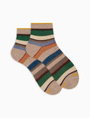 Calze cortissime donna cotone righe multicolor beige - Gallo 1927 - Official Online Shop