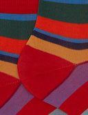 Calze cortissime donna cotone righe multicolor rosso - Gallo 1927 - Official Online Shop