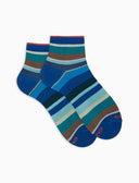 Calze cortissime donna cotone righe multicolor blu - Gallo 1927 - Official Online Shop
