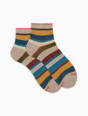 Calze cortissime donna cotone righe multicolor beige - Gallo 1927 - Official Online Shop