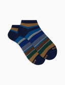 Calze fantasmini donna cotone righe multicolor blu - Gallo 1927 - Official Online Shop