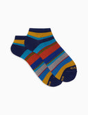 Calze fantasmini donna cotone righe multicolor blu - Gallo 1927 - Official Online Shop
