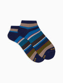 Calze fantasmini donna cotone righe multicolor blu - Gallo 1927 - Official Online Shop