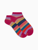Calze fantasmini donna cotone righe multicolor fucsia - Gallo 1927 - Official Online Shop