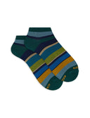 Calze fantasmini donna cotone righe multicolor verde - Gallo 1927 - Official Online Shop