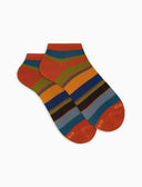Calze fantasmini donna cotone righe multicolor arancio - Gallo 1927 - Official Online Shop