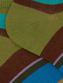 Calze fantasmini donna cotone righe multicolor verde - Gallo 1927 - Official Online Shop