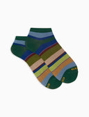 Calze fantasmini donna cotone righe multicolor verde - Gallo 1927 - Official Online Shop