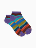 Calze fantasmini donna cotone righe multicolor viola - Gallo 1927 - Official Online Shop