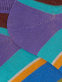 Calze fantasmini donna cotone righe multicolor viola - Gallo 1927 - Official Online Shop