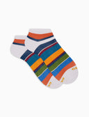 Calze fantasmini donna cotone righe multicolor bianco - Gallo 1927 - Official Online Shop