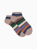 Calze fantasmini donna cotone righe multicolor beige - Gallo 1927 - Official Online Shop