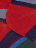 Calze fantasmini donna cotone righe multicolor rosso - Gallo 1927 - Official Online Shop