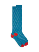 Calze lunghe donna cotone fantasia pois azzurro - Gallo 1927 - Official Online Shop