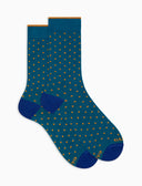 Calze corte donna cotone fantasia pois azzurro - Gallo 1927 - Official Online Shop